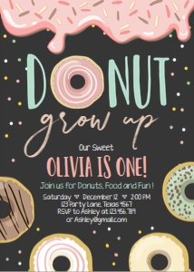 Birthday Invitation Donut Grow Up Pastel Chalk design preview