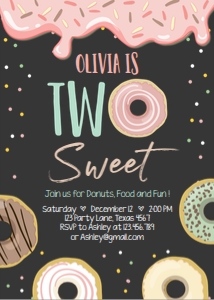 Birthday Invitation Donut Two Sweet Pastel Chalk design preview