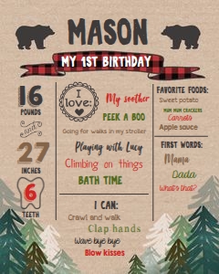Birthday Milestones Poster Lumberjack Trees design preview