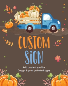 Editable Sign Pumpkin Truck Blue Brown design preview