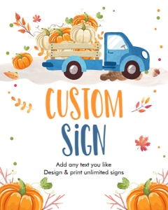 Editable Sign Pumpkin Truck Blue design preview