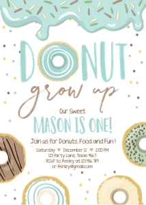 Birthday Invitation Donut Pastel Boy design preview