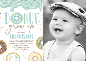 Birthday Invitation Donut Pastel Boy Photo design preview