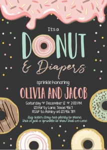 Baby Shower Donut and Diapers Sprinkle Pastel Pink Chalk design preview