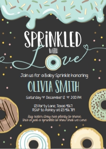 Baby Shower Donut and Diapers Sprinkled with Love Pastel Blue Chalk design preview