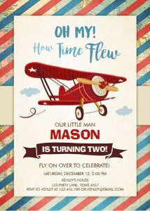Birthday Invitation Airplane Time Flew design preview