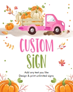 Editable Sign Pumpkin Truck Pink design preview