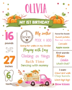 Milestones Poster Pumpkin Truck Pink design preview