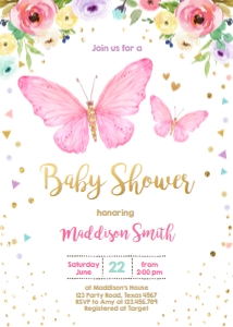 Baby Shower Invitation Butterfly design preview