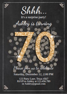 Birthday Invitation Adult Glitter 70 design preview