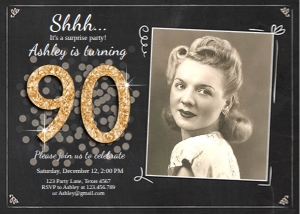 Birthday Invitation Adult Glitter 90 Photo design preview
