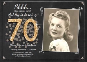 Birthday Invitation Adult Glitter 70 Photo design preview