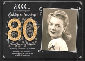 Birthday Invitation Adult Glitter 80 Photo design preview