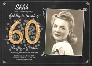 Birthday Invitation Adult Glitter 60 Photo design preview