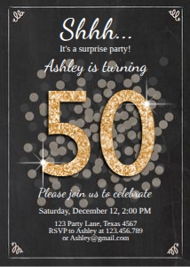 Birthday Invitation Adult Glitter 50 design preview