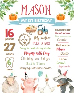 Milestones Poster Farm Pumpkin Boy design preview