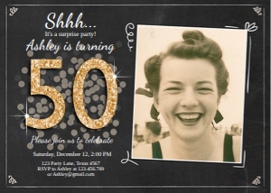 Birthday Invitation Adult Glitter 50 Photo design preview