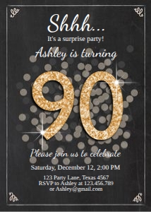 Birthday Invitation Adult Glitter 90 design preview