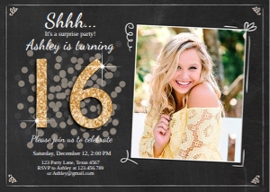 Birthday Invitation Adult Glitter 16 Photo: Birthday Invitation Adult Glitter 16 Photo
