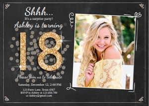 Birthday Invitation Adult Glitter 18 Photo design preview