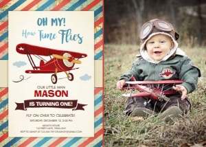 Birthday Invitation Airplane Photo design preview