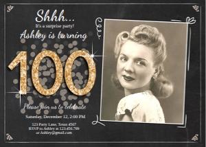Birthday Invitation Adult Glitter 100 Photo design preview