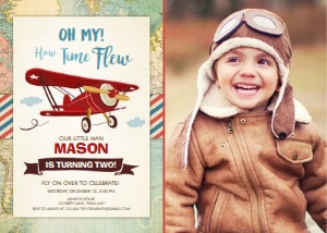 Birthday Invitation Airplane Flew v2 Photo design preview