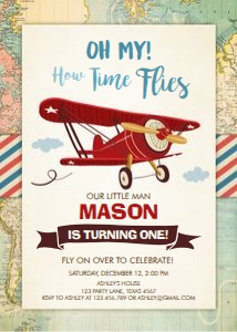 Birthday Invitation Airplane v2 design preview