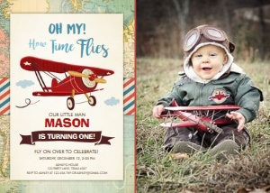 Birthday Invitation Airplane v2 Photo design preview