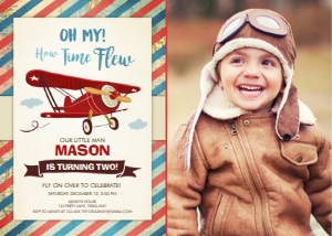 Birthday Invitation Airplane Flew Photo design preview