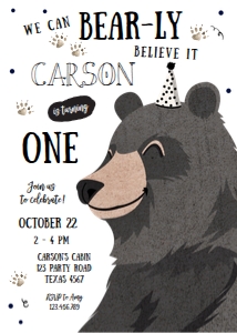 Birthday Invitation Bear design preview