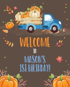 Welcome Sign Pumpkin Truck Blue Brown design preview