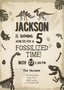 Birthday Invitation Dinosaur Fossil design preview