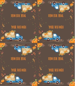 Food Labels Pumpkin Truck Blue Brown design preview