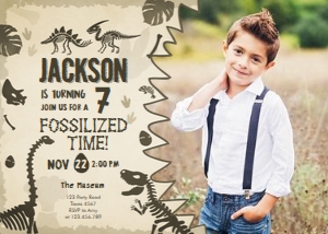 Birthday Invitation Dinosaur Fossil - With Photo design preview