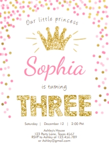 Birthday Invitation Princess Three design preview