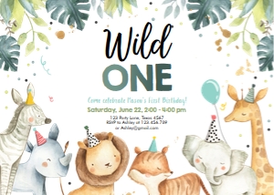 Birthday Invitation Safari Wild One Boy design preview