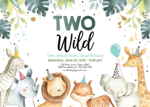 Birthday Invitation Safari Two Wild Boy design preview