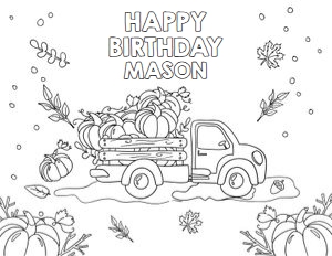 Coloring Page Pumpkin Truck design preview