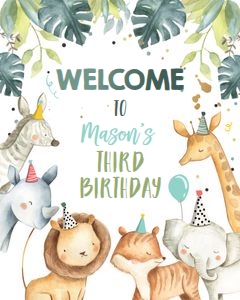 Welcome Sign Safari Animals Boy design preview