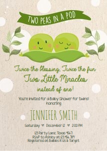 Baby Shower Invitation Peas in a pod Green Brown design preview