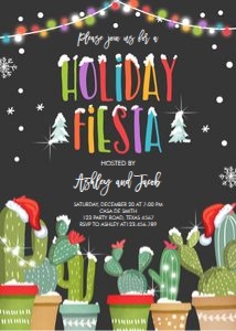 Holiday Fiesta Invitation Black design preview