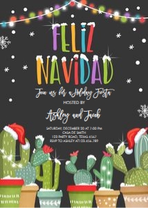 Feliz Navidad Fiesta Invitation Black design preview