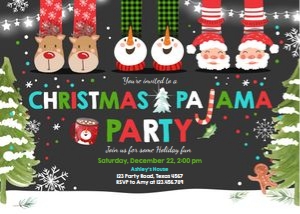 Christmas Pajama Party Invitation v4 design preview