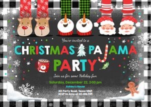 Christmas Pajama Party Invitation v2 design preview