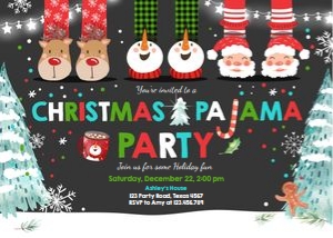 Christmas Pajama Party Invitation v3 design preview