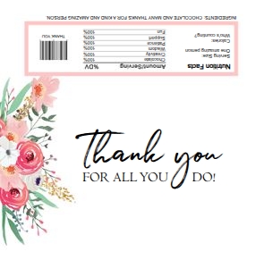 Candy Bar Wrapper Thank You Pink Floral design preview
