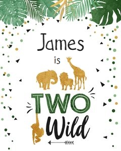 Safari Animals Sign Two Wild Boy design preview