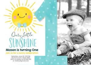 Birthday Invitation Sunshine One Boy design preview