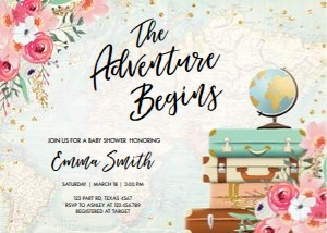 Baby Shower Invitation Travel The Adventure Begins design preview